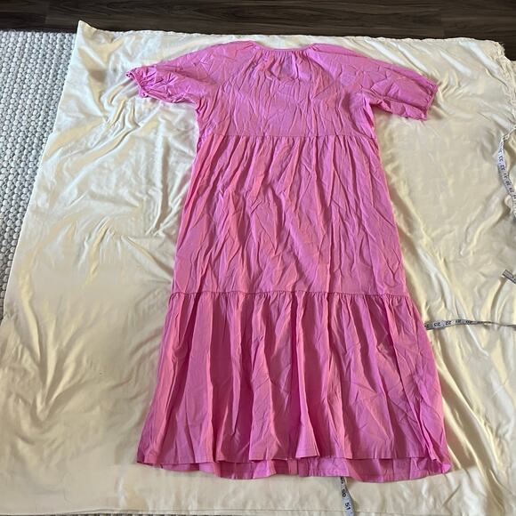 NWT Loft Pink Tiered Maxi Dress Sz LP Cottagecore Modest Preppy Cruise Vacation - Picture 2 of 9